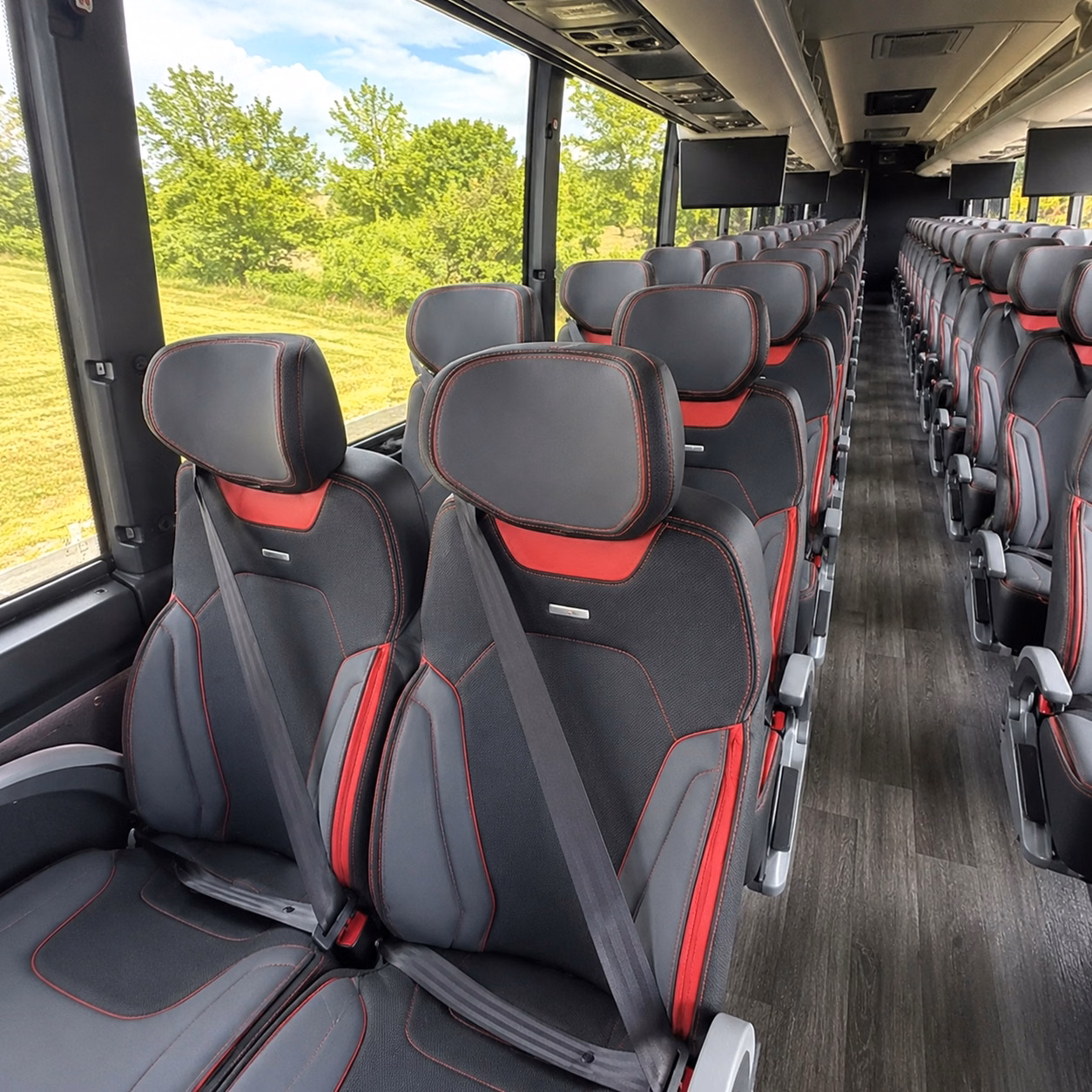 56 passenger charter bus inside